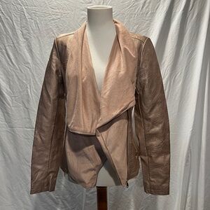 Faux Leather Pink Metallic Women's Jacket